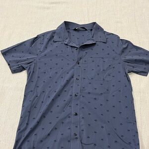 Travis Mathew Dark Blue Palm Print Shirt